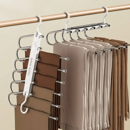 6 Layer Pants Hanger, Space Saving Closet Organizer