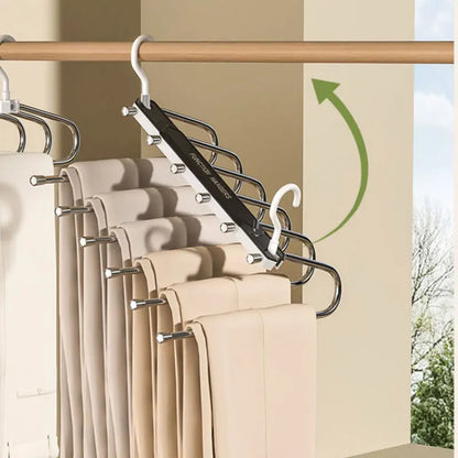 6 Layer Pants Hanger, Space Saving Closet Organizer