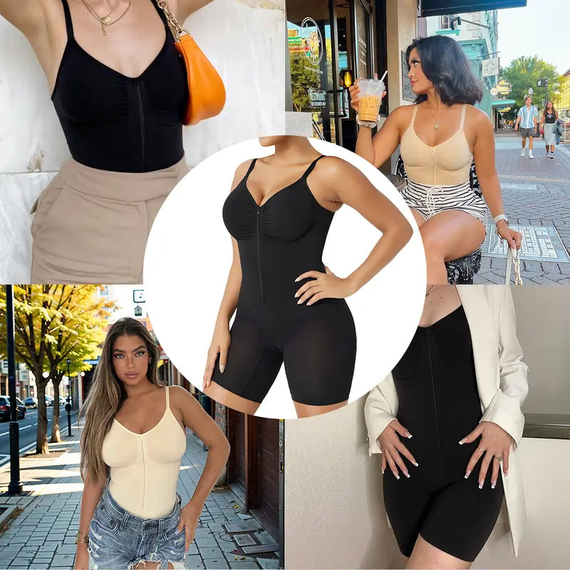Soft Stretch Women Body Shaper Zip Up Tummy Control Daily Wear Shapewear