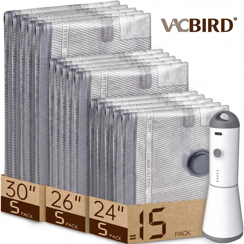 Carry-on Vacuum Compression Bags Set with Wireless Pump, 15 PCS