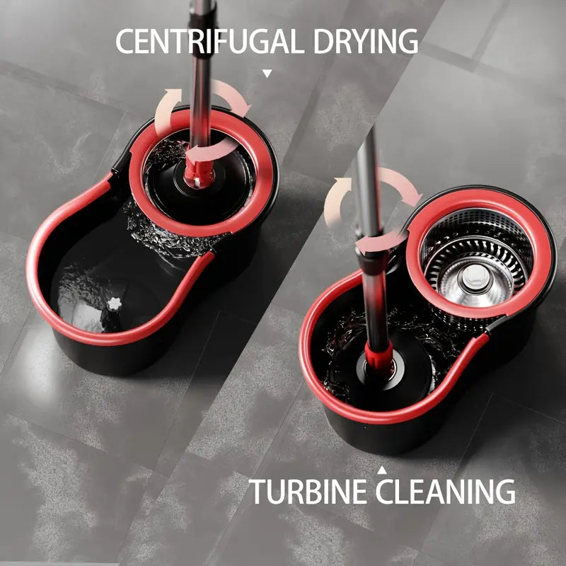 Efficient Floor Cleaning Mop Set with Bucket, 3 Microfiber Heads & 360° Rotatable Design