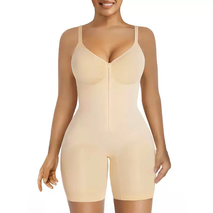 Soft Stretch Women Body Shaper Zip Up Tummy Control Daily Wear Shapewear