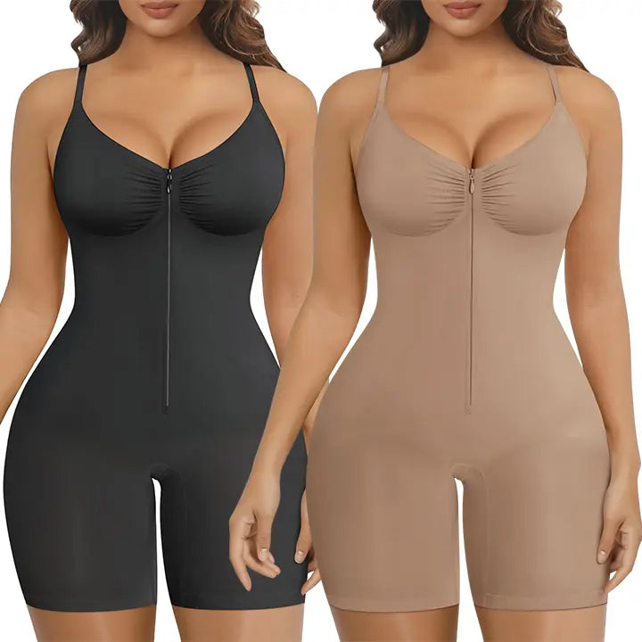 Soft Stretch Women Body Shaper Zip Up Tummy Control Daily Wear Shapewear