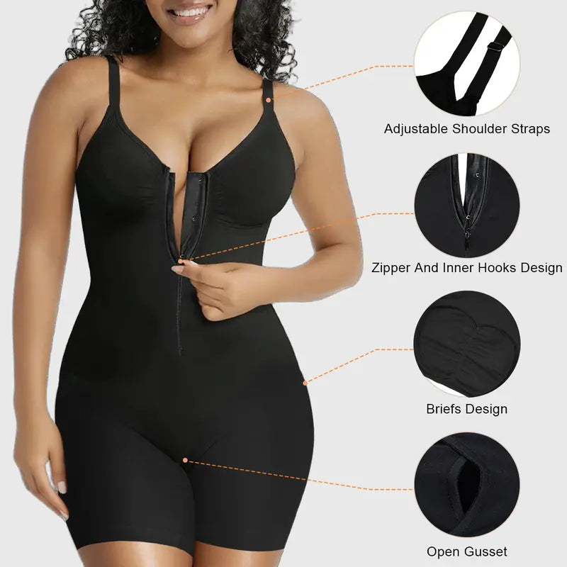 Soft Stretch Women Body Shaper Zip Up Tummy Control Daily Wear Shapewear