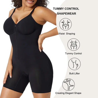 Soft Stretch Women Body Shaper Zip Up Tummy Control Daily Wear Shapewear