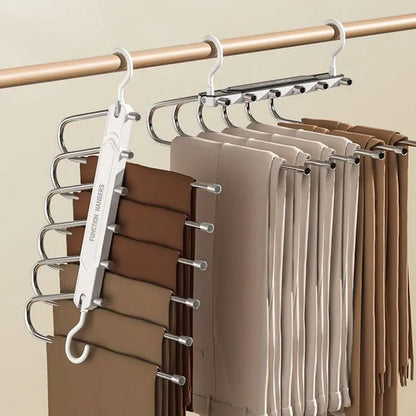 6 Layer Pants Hanger, Space Saving Closet Organizer