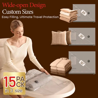 Carry-on Vacuum Compression Bags Set with Wireless Pump, 15 PCS