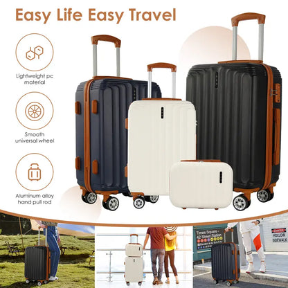 Large Capacity Multi-Piece Luggage Set, Scratch-Resistant Hard Shell Suitcase with TSA Lock for Outdoor Travel