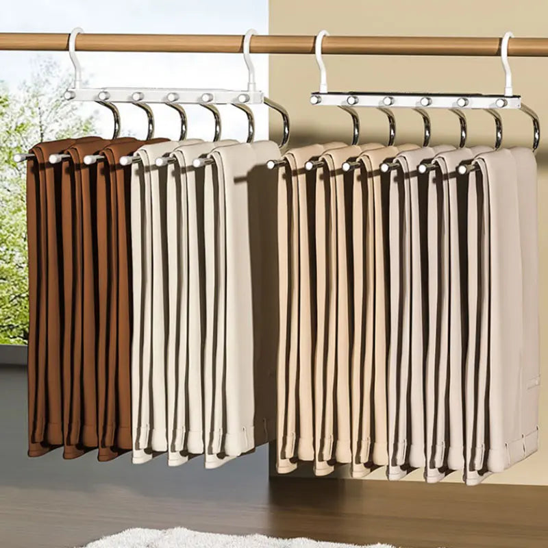 6 Layer Pants Hanger, Space Saving Closet Organizer