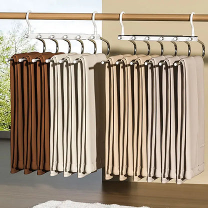 6 Layer Pants Hanger, Space Saving Closet Organizer