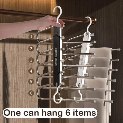 6 Layer Pants Hanger, Space Saving Closet Organizer