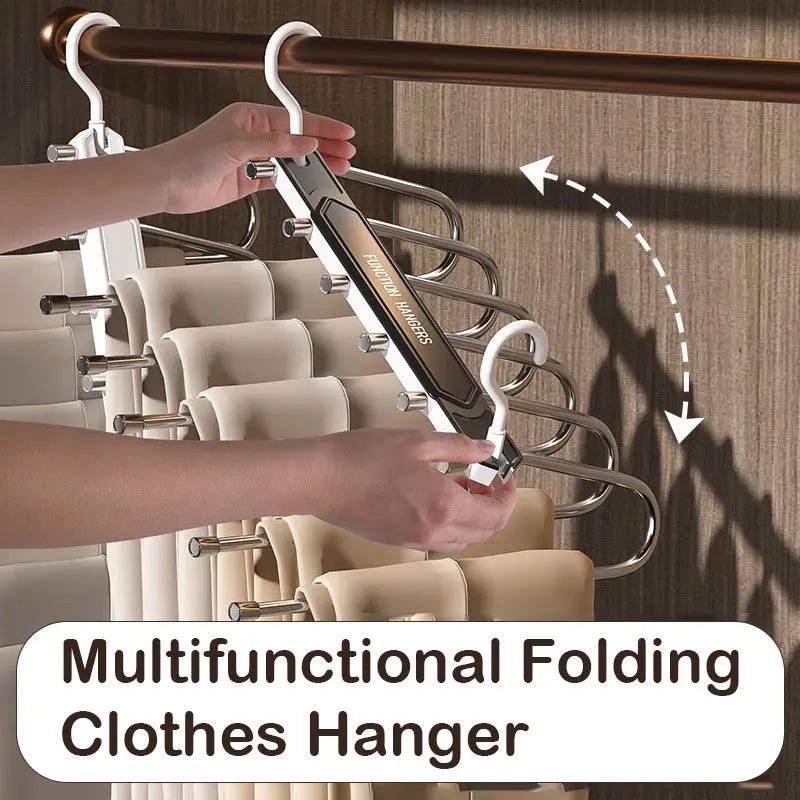 6 Layer Pants Hanger, Space Saving Closet Organizer