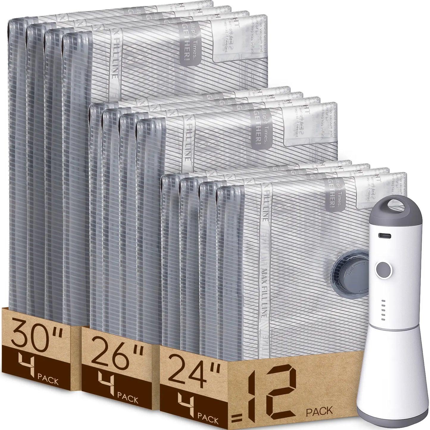 Carry-on Vacuum Compression Bags Set with Wireless Pump, 15 PCS