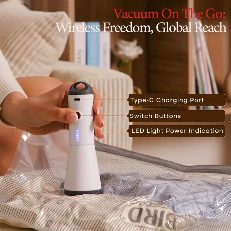 Carry-on Vacuum Compression Bags Set with Wireless Pump, 15 PCS
